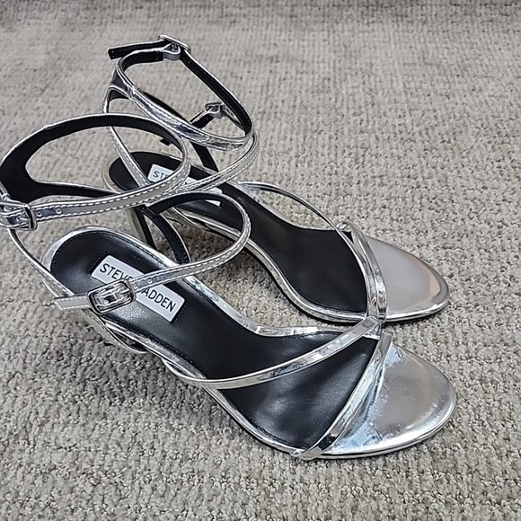 Steve Madden Heels Gracey Silver Women's Size 9M - Picture 1 of 10